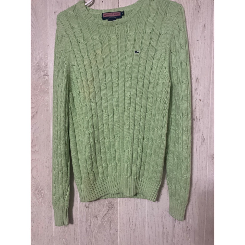 light green Vineyard Vines Cable-Knit Sweater Girls Xl‎ Coastal Grandma Ivy